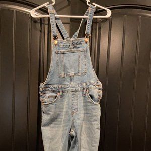 Women's light blue denim overalls
